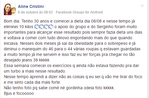 chega de dieta - desafio master - Depoimento Aline Cristini