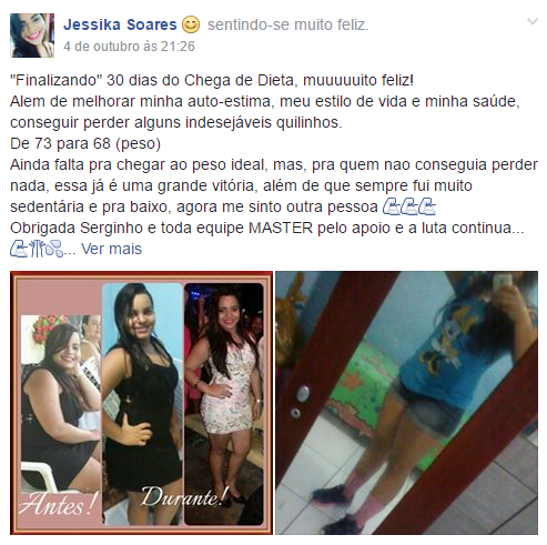 chega de dieta - desafio master - Depoimento Jessika Soares